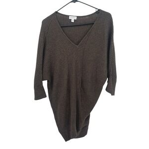 Maternity Cashmere Blend Tunic Sweater Small Brown Ribbed Oversized Cozy